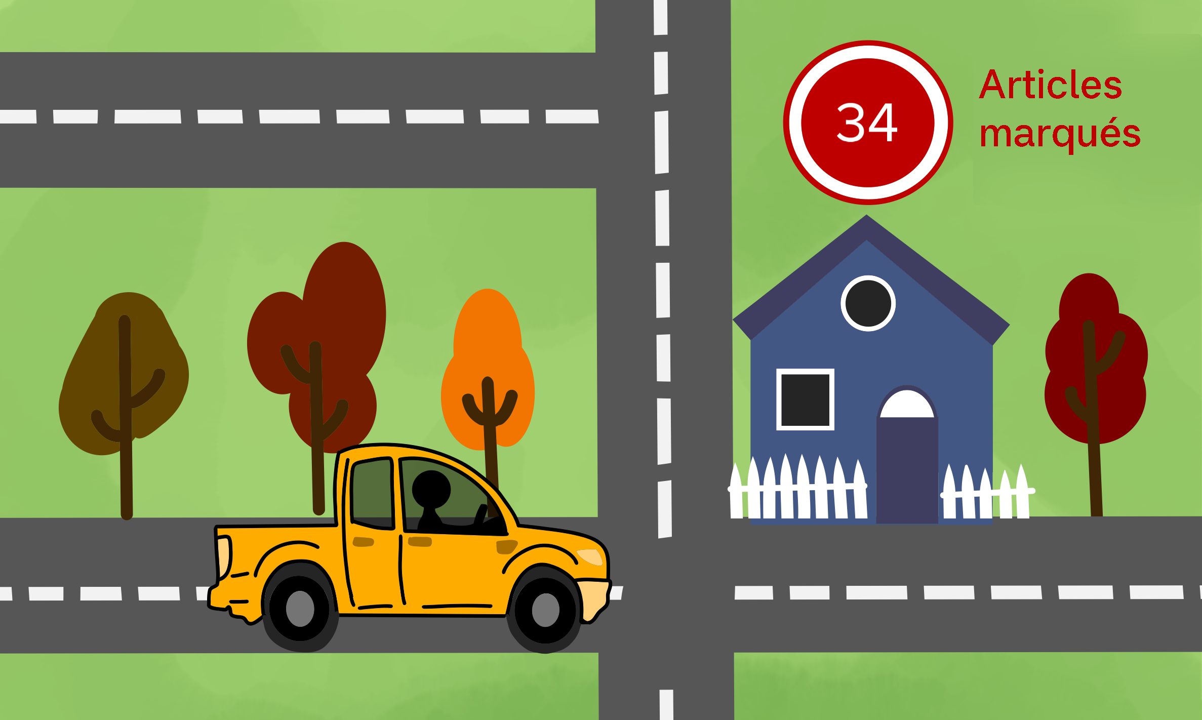 Illustration d'une carte avec une épingle indiquant que les articles Scanlily sont signalés à un emplacement spécifique