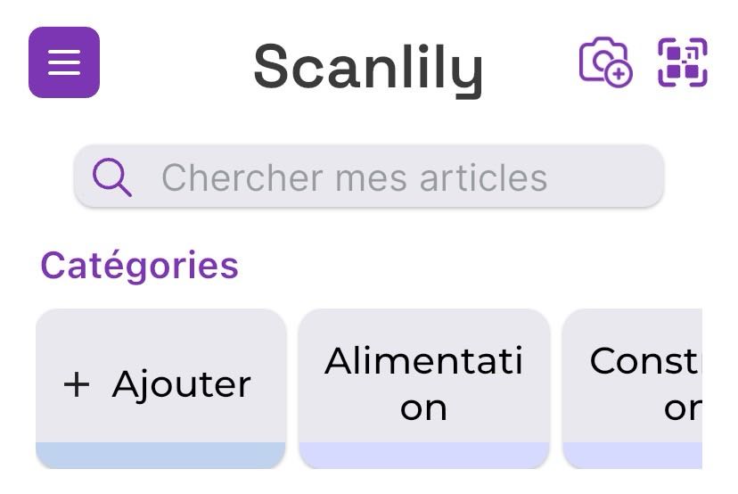 Haut de l'écran du tableau de bord