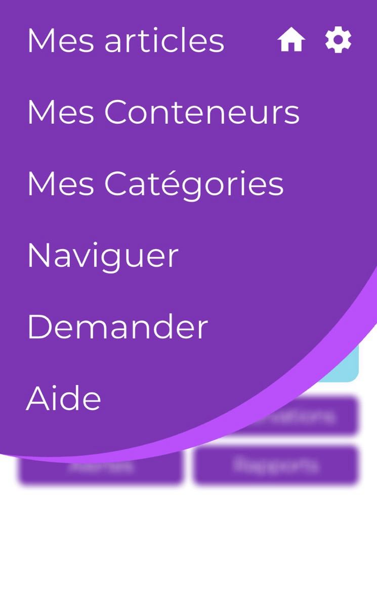 Menu principal de l'application Scanlily