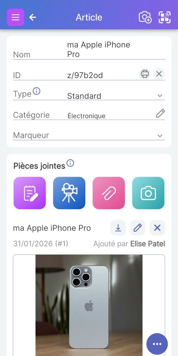 Exemple d'une page d'article avec plusieurs champs disponibles.