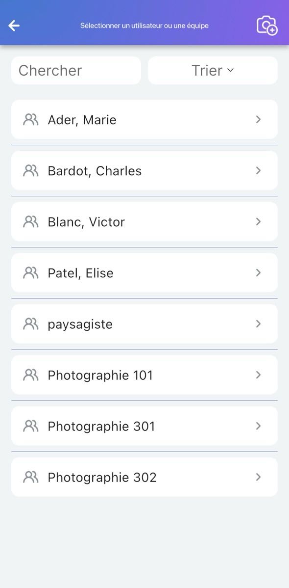 Image montrant le menu déroulant des utilisateurs assignés.