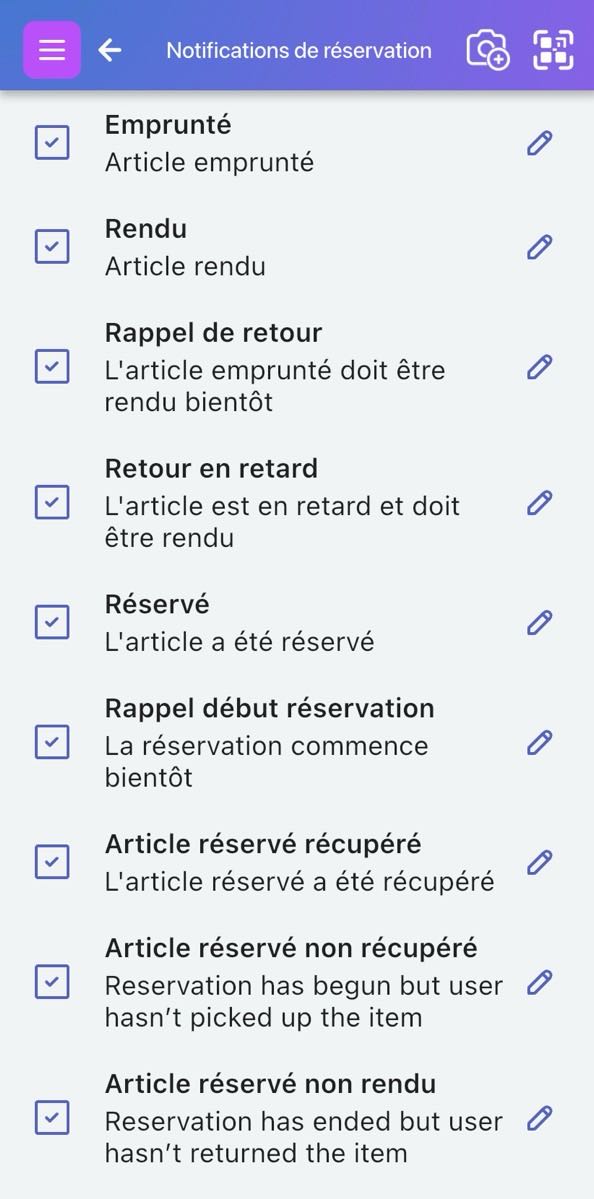 Image montrant la liste des notifications