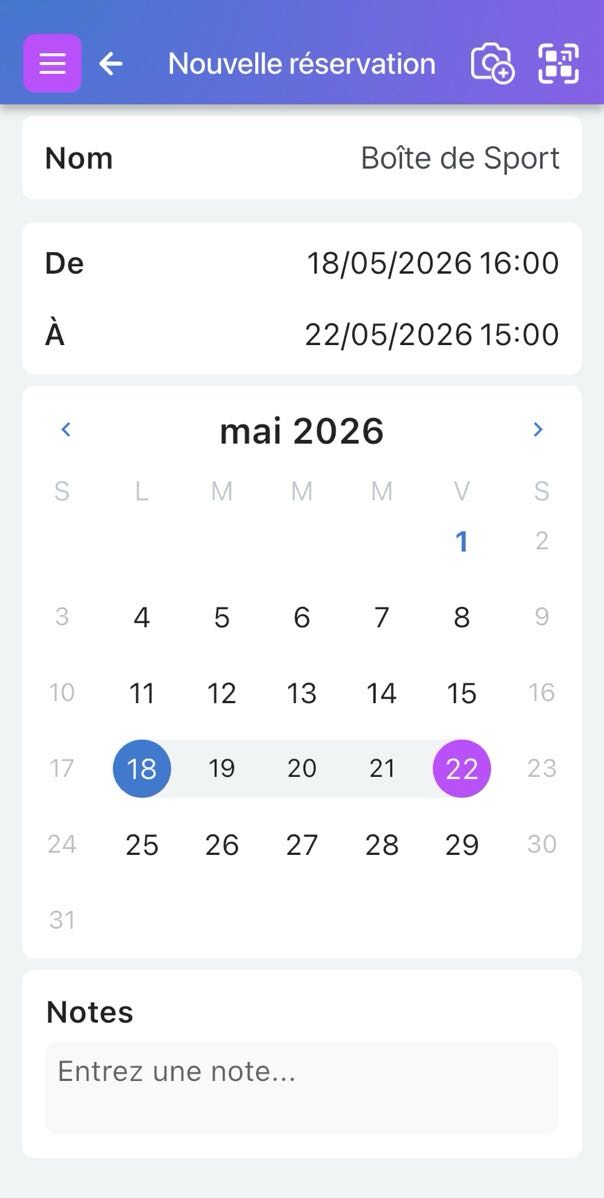 Calendrier des réservations