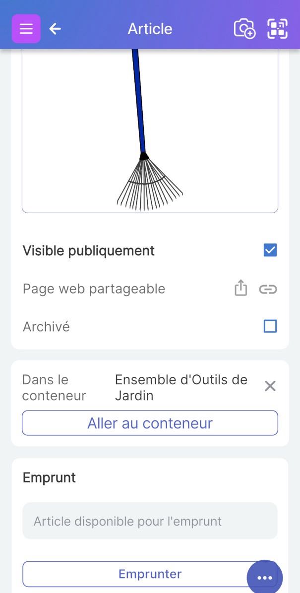 Écran d’emprunt d’article