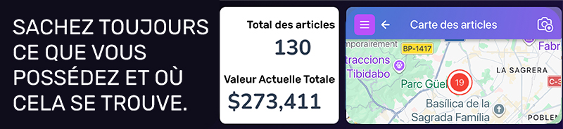 Une capture d’écran de l’application Scanlily montre l’emplacement de 130 articles et leur valeur totale