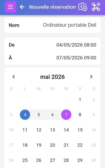 Modifier le calendrier de réservation