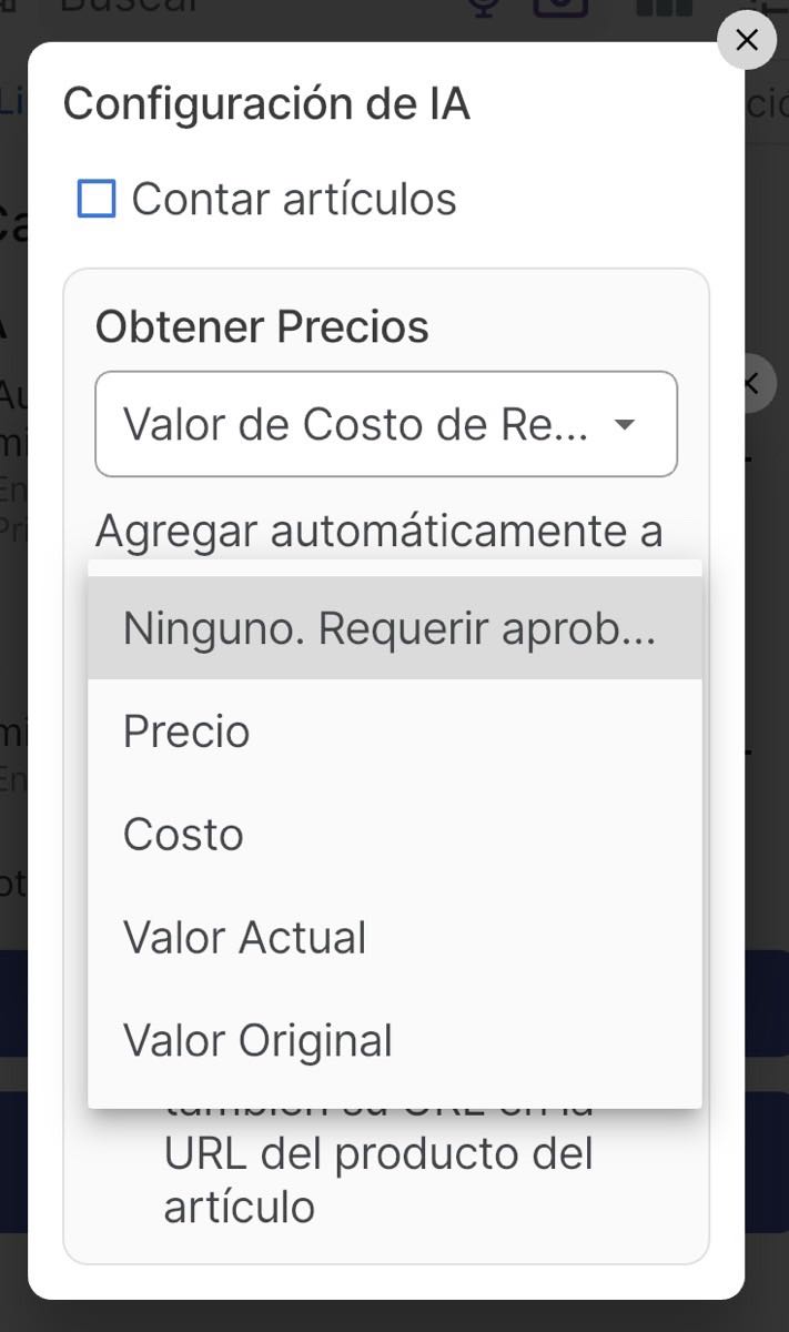 Menú desplegable de autoaplicación configurado en un campo