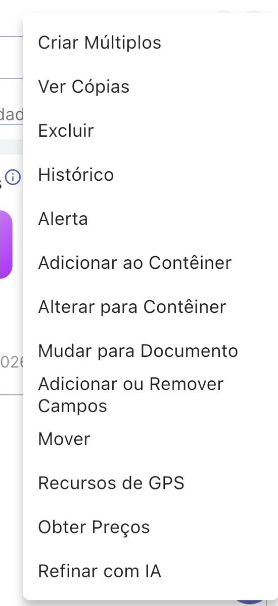 Menu de flor aberto