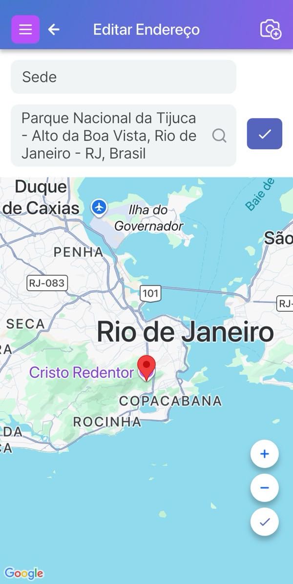 Tela para adicionar o endereço