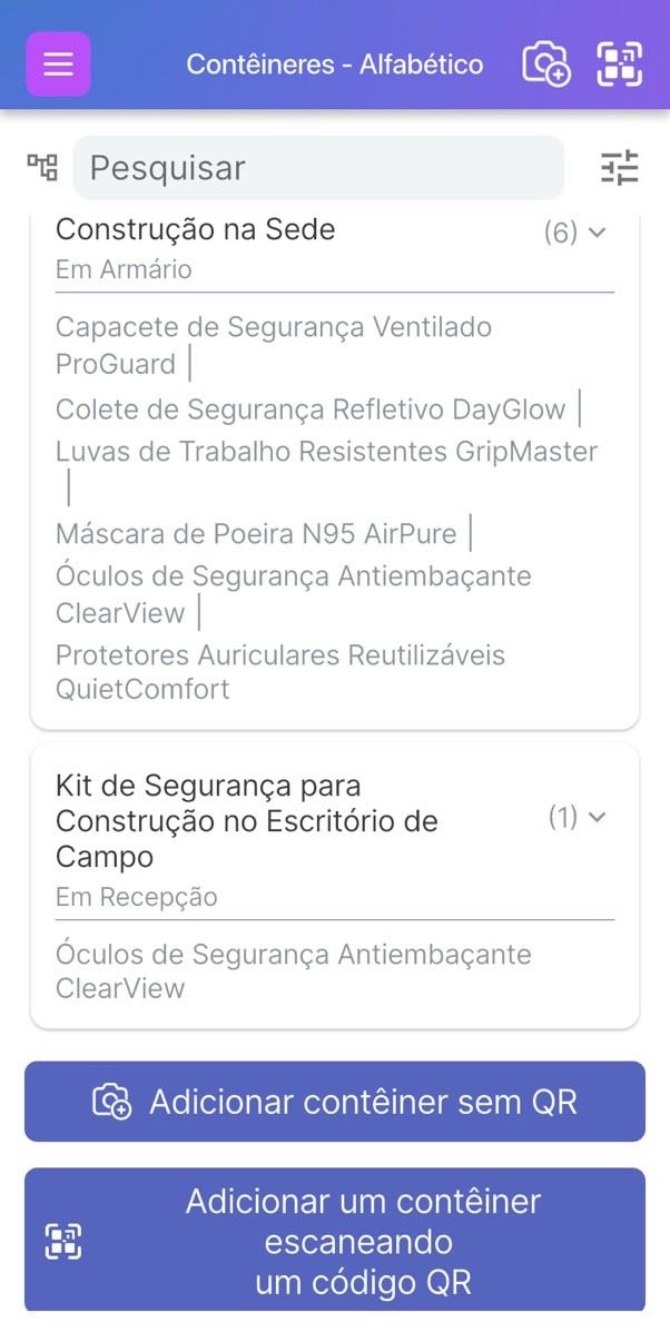 Botões inferiores de Adicionar contêiner