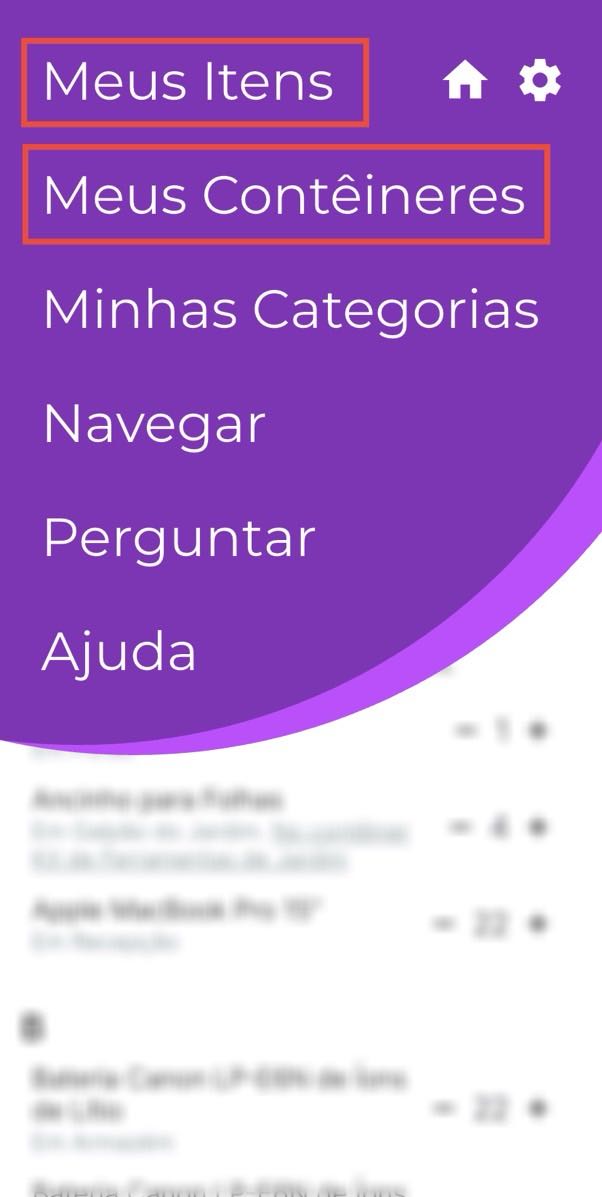 Imagem de um painel com o menu aberto.