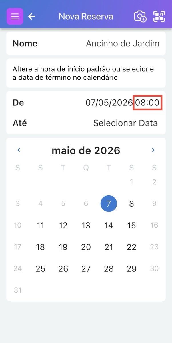 Imagem do calendário de reservas