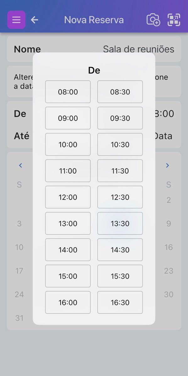 Lista de horários para escolher