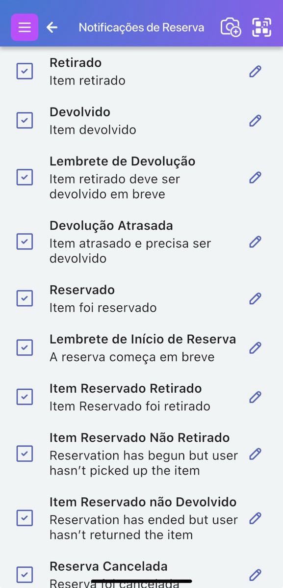 Tela para editar notificações personalizadas.