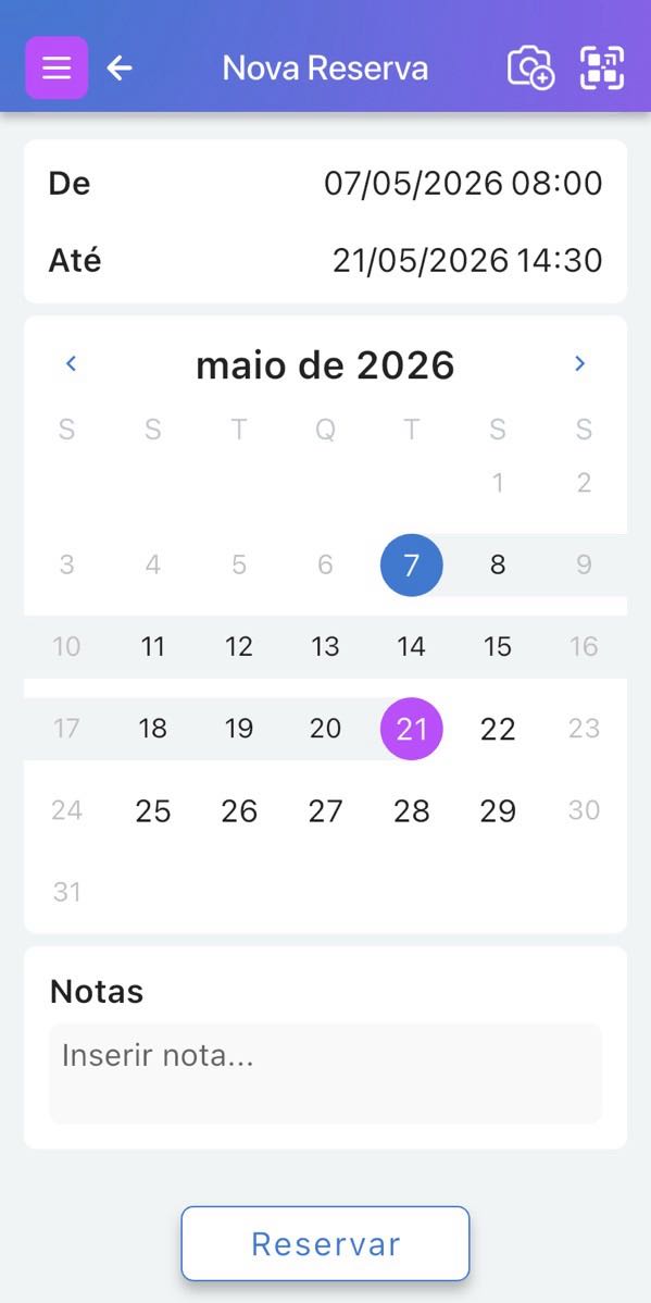 Imagem do Kit de Câmera 1 sendo reservado no aplicativo móvel.