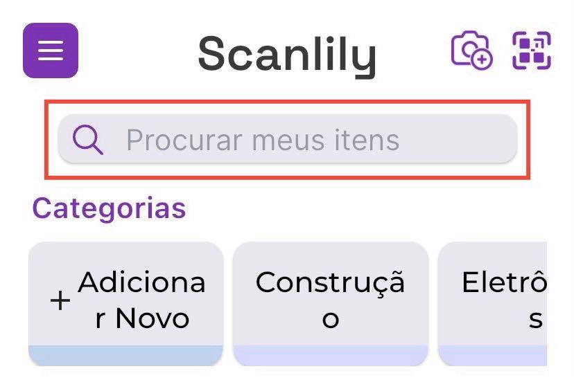 Imagem da barra de pesquisa do painel selecionada