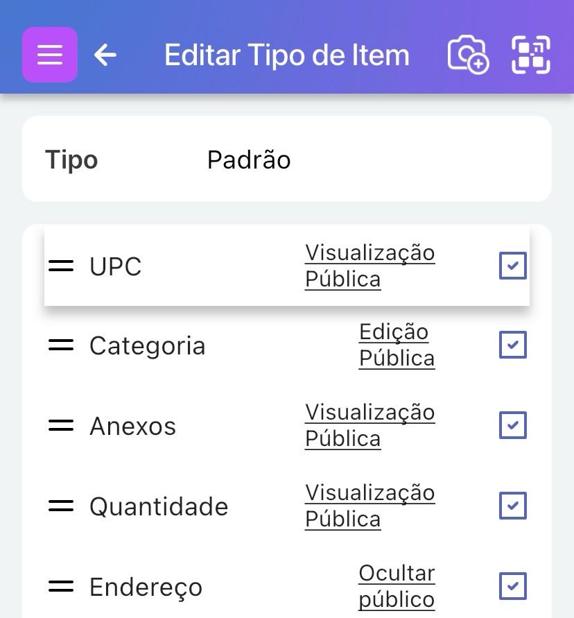 Campo UPC selecionado e sendo movido na Página Editar Item clicando nas duas pequenas linhas à esquerda de "UPC"