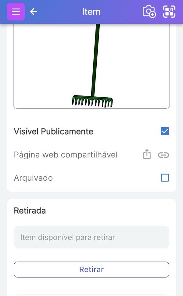Imagem de um ancinho de jardim com o botão 'Finalizar Compra' abaixo.