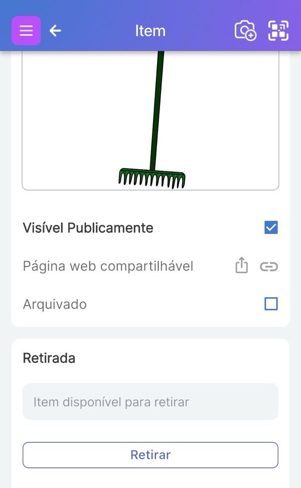 Tela de Retirada de Item