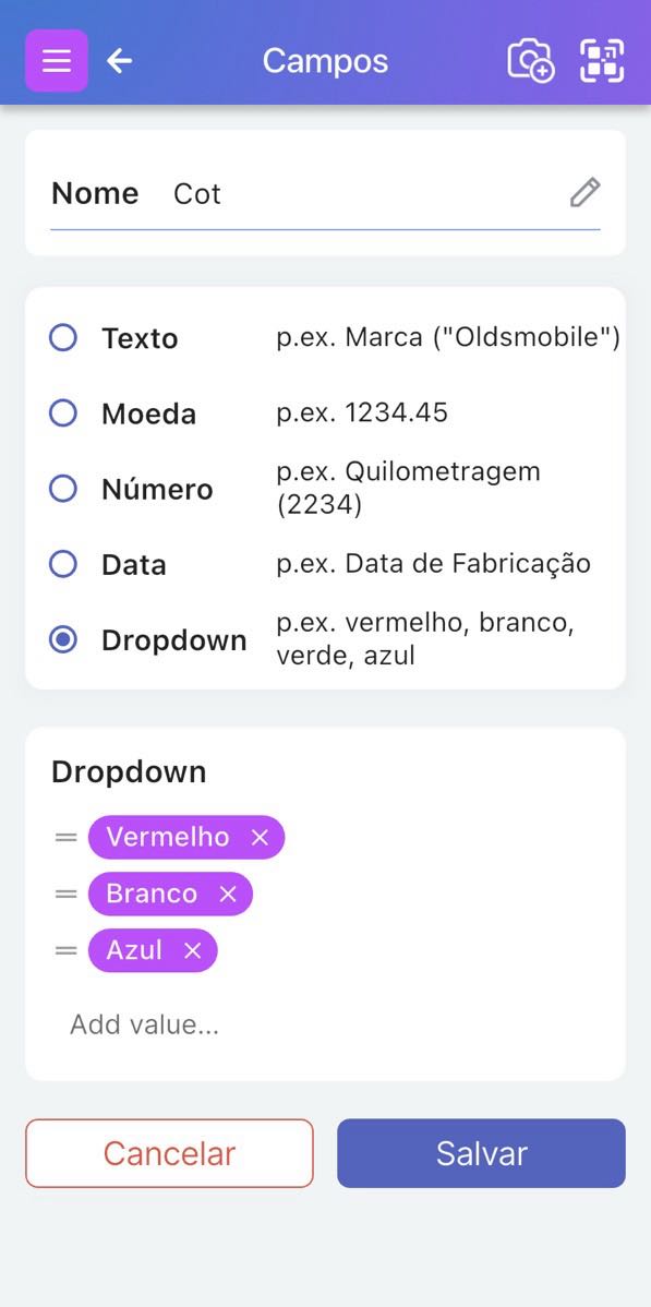 Imagem da página Editar Atributo Personalizado. O nome