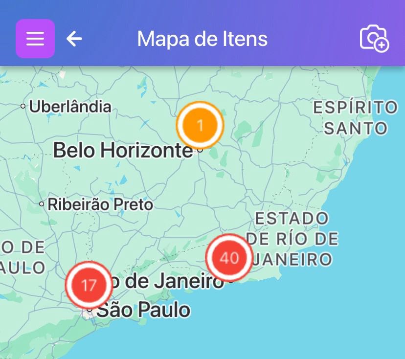 Dois pinos mostrando locais de itens do Scanlily na tela do mapa de itens