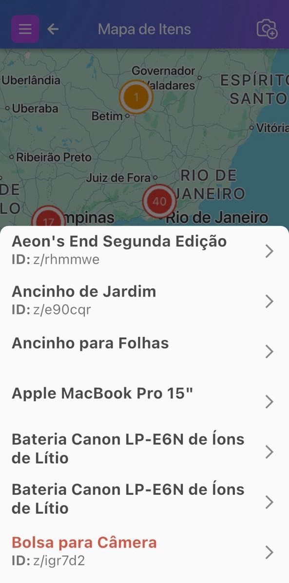 Imagem de detalhes do mapa com alguns itens