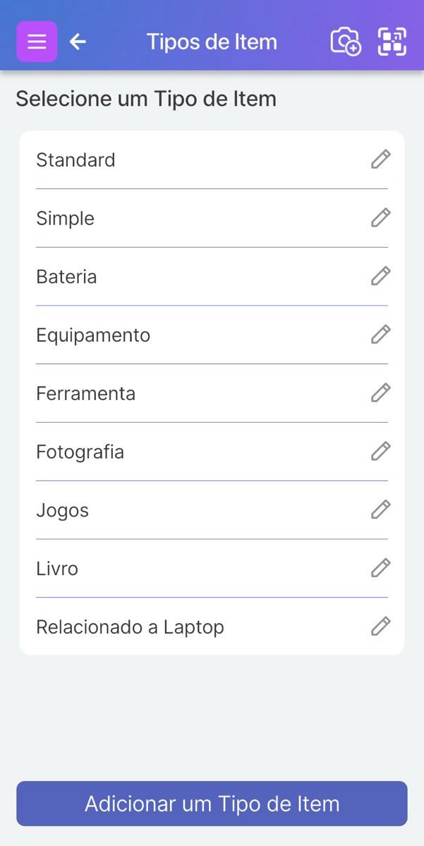 Imagem mostrando o tipo de item da página de configurações