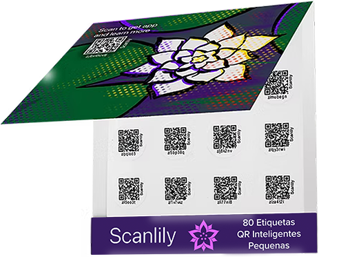 Pacote Scanlily de 80 Pequenas Etiquetas Inteligentes QR