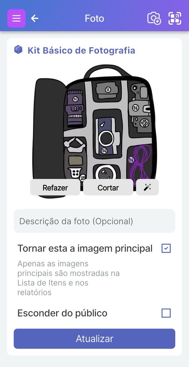 Página para selecionar a Imagem Principal e definir o título.