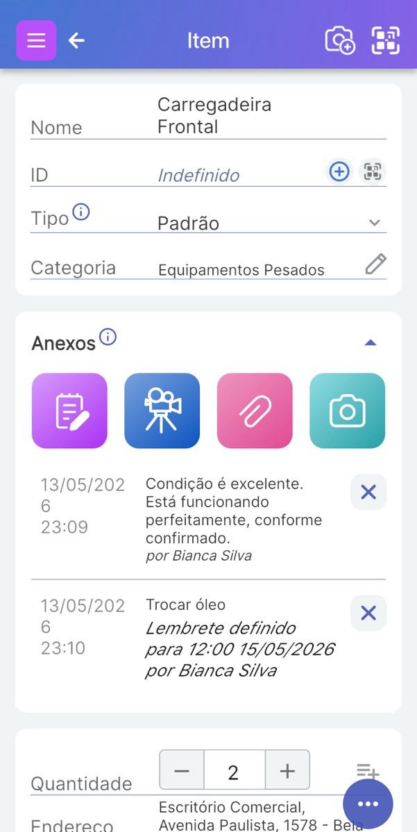 Mostra uma nota com a seção abaixo para configurar lembretes.