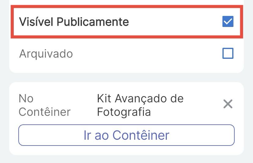 Imagem de caixa desmarcada na Página do Item para tornar um item público