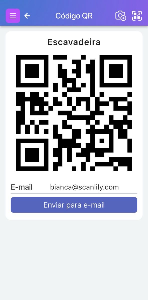 Campo de ID com código QR e símbolo de impressão.