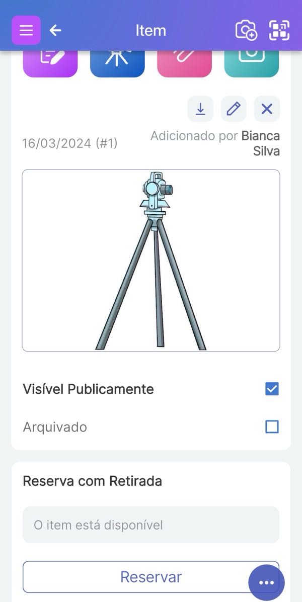 Teodolito com um QR Scanlily nele