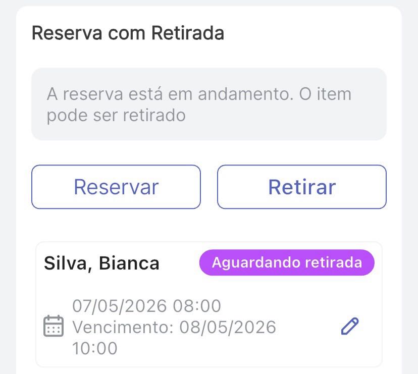 Tela de item para um item que tem uma reserva com coletas e aguardando coleta