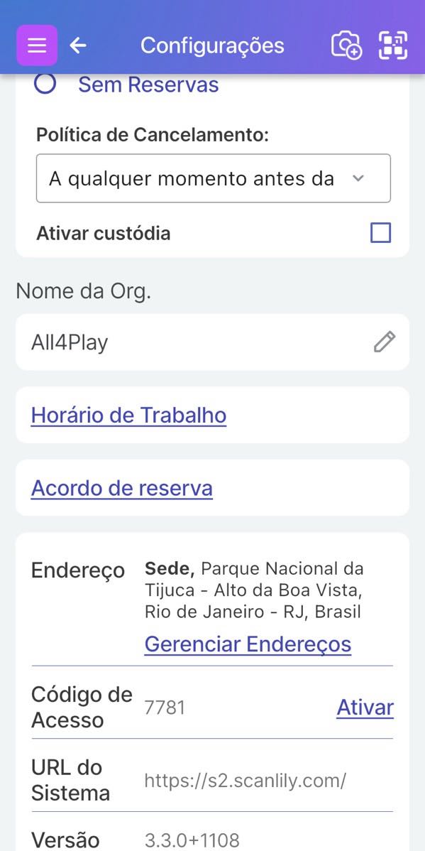 Parte inferior das configurações do Perfil do Assinante mostrando o horário de trabalho