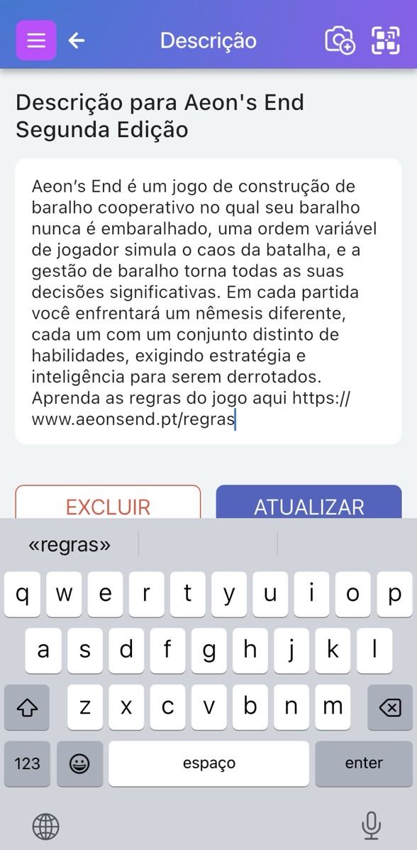 URL sendo digitada no campo de descrição