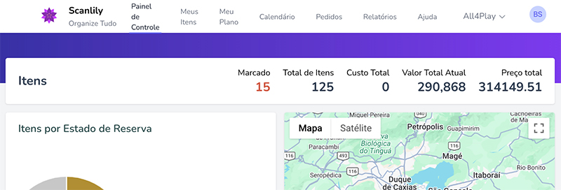 Site do Usuário Scanlily com a seção "Meu Plano" destacada