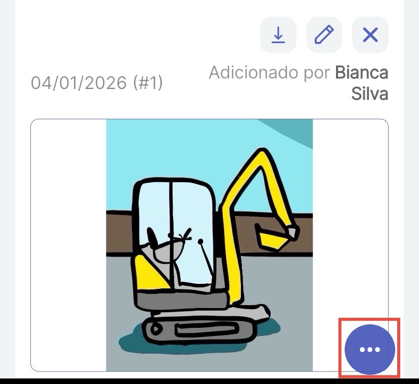 Parte inferior da Página do Item mostrando botão azul com menu de três pontos fechado